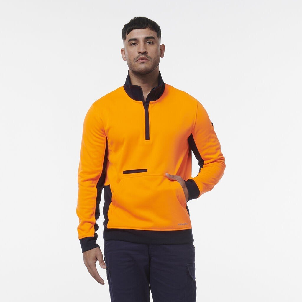 KingGee Mens Hi Vis 1/4 Zip Warmer Pocket Fleece K55047 - Land to Coast