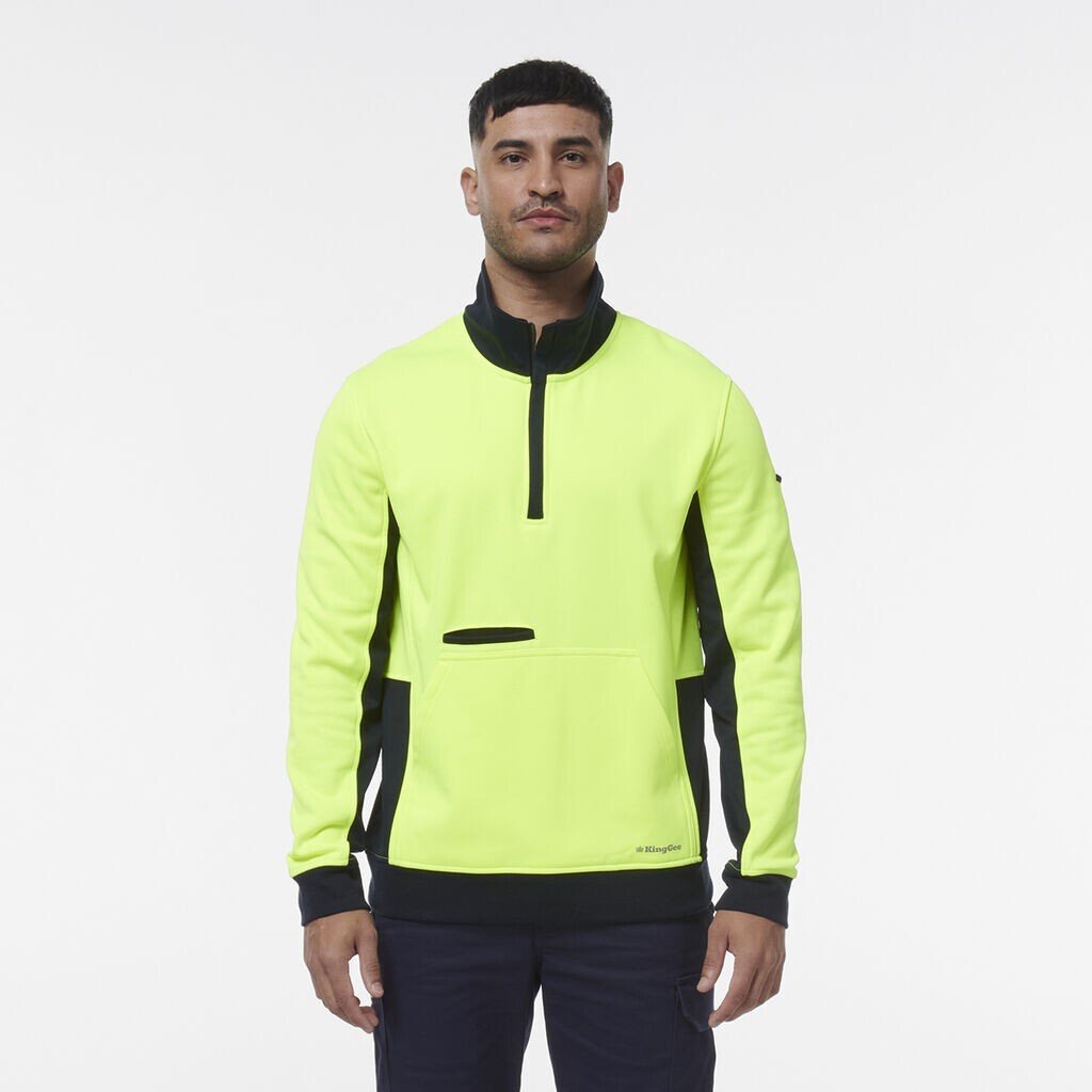 KingGee Mens Hi Vis 1/4 Zip Warmer Pocket Fleece K55047 - Land to Coast