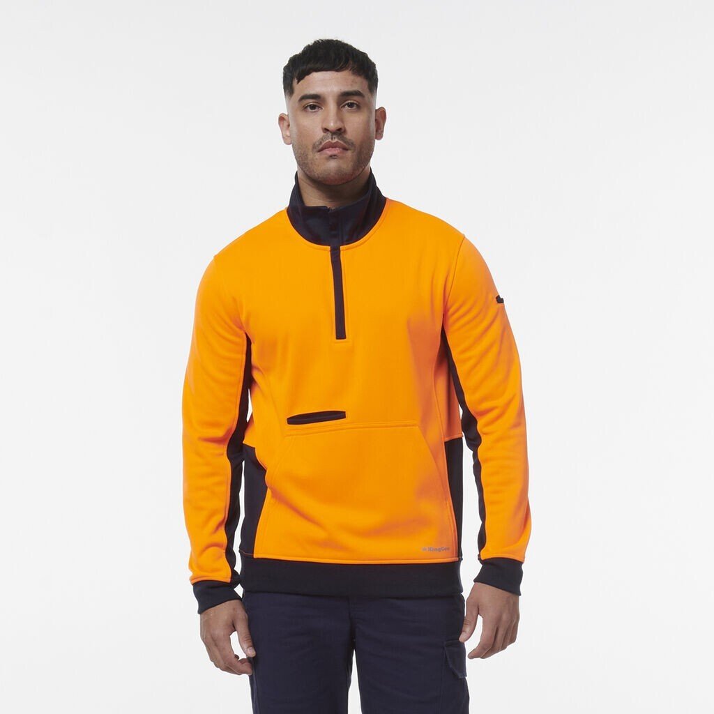 KingGee Mens Hi Vis 1/4 Zip Warmer Pocket Fleece K55047 - Land to Coast