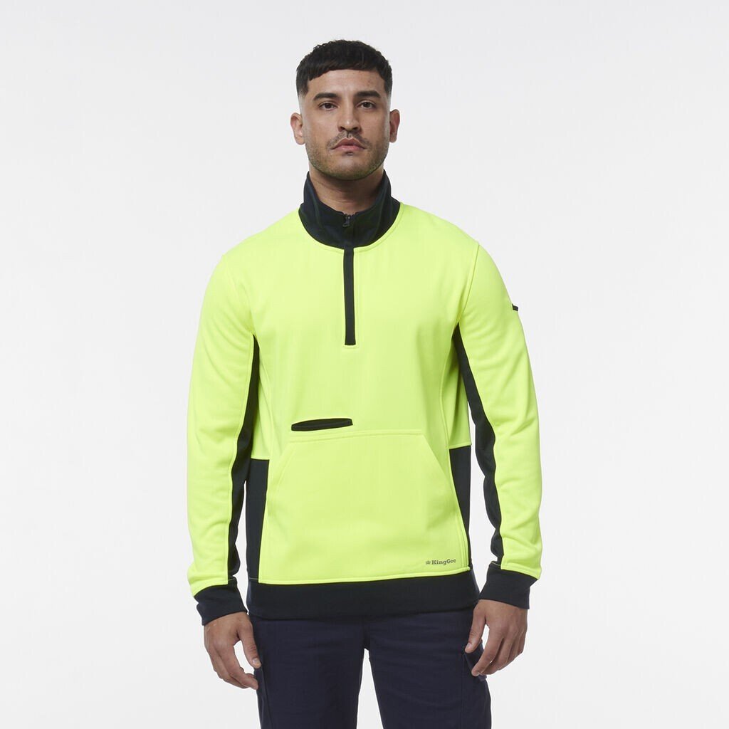 KingGee Mens Hi Vis 1/4 Zip Warmer Pocket Fleece K55047 - Land to Coast
