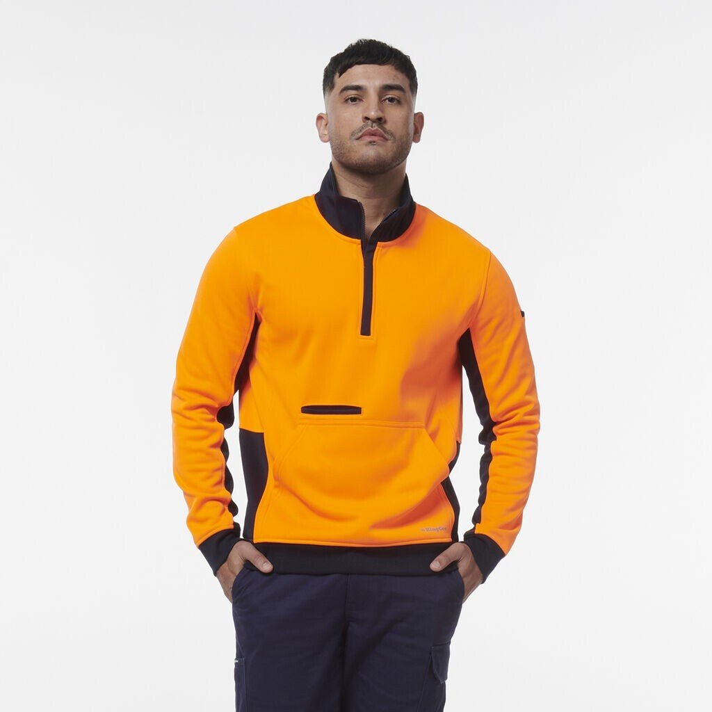 KingGee Mens Hi Vis 1/4 Zip Warmer Pocket Fleece K55047 - Land to Coast