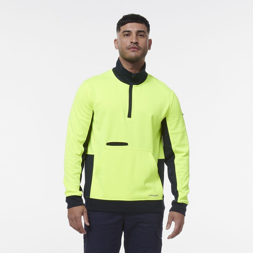 KingGee Mens Hi Vis 1/4 Zip Warmer Pocket Fleece K55047 - Land to Coast