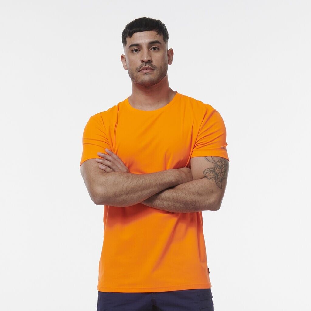 KINGGEE Mens HI Vis Crew Workwear Regular Fit Reflective Sleeve T Shirt K54034 - Land to Coast