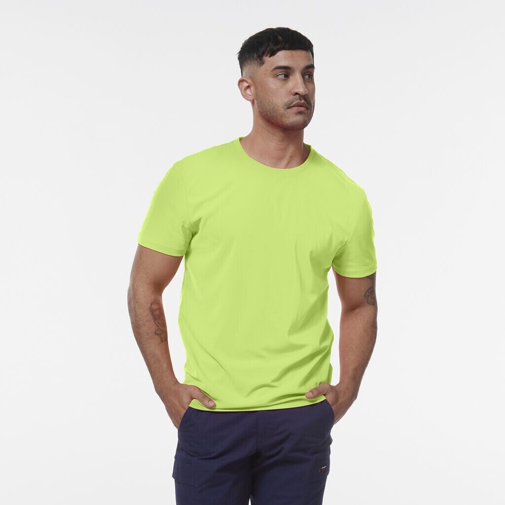 KINGGEE Mens HI Vis Crew Workwear Regular Fit Reflective Sleeve T Shirt K54034 - Land to Coast
