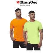 KINGGEE Mens HI Vis Crew Workwear Regular Fit Reflective Sleeve T Shirt K54034 - Land to Coast