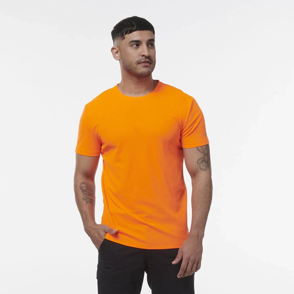 KINGGEE Mens HI Vis Crew Workwear Regular Fit Reflective Sleeve T Shirt K54034 - Land to Coast