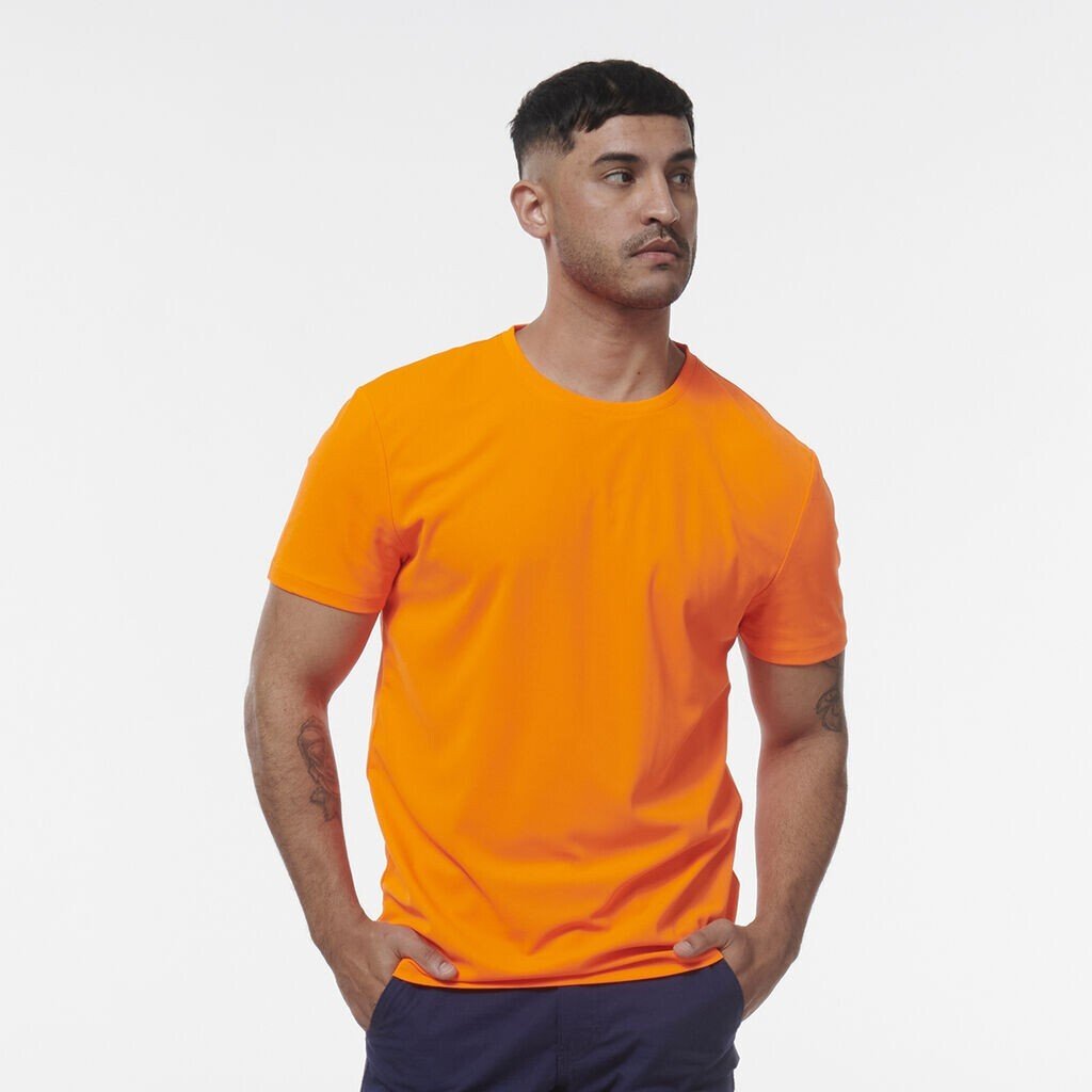 KINGGEE Mens HI Vis Crew Workwear Regular Fit Reflective Sleeve T Shirt K54034 - Land to Coast