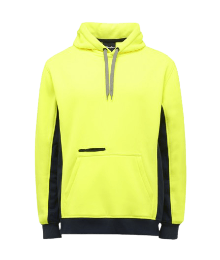KingGee Mens Hi Vis Pull Over Hoodie Fleece Drawstring Work Safe Safety K55033 - Land to Coast