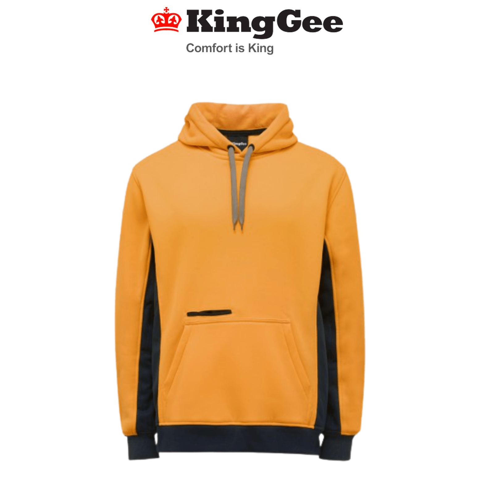 KingGee Mens Hi Vis Pull Over Hoodie Fleece Drawstring Work Safe Safety K55033 - Land to Coast