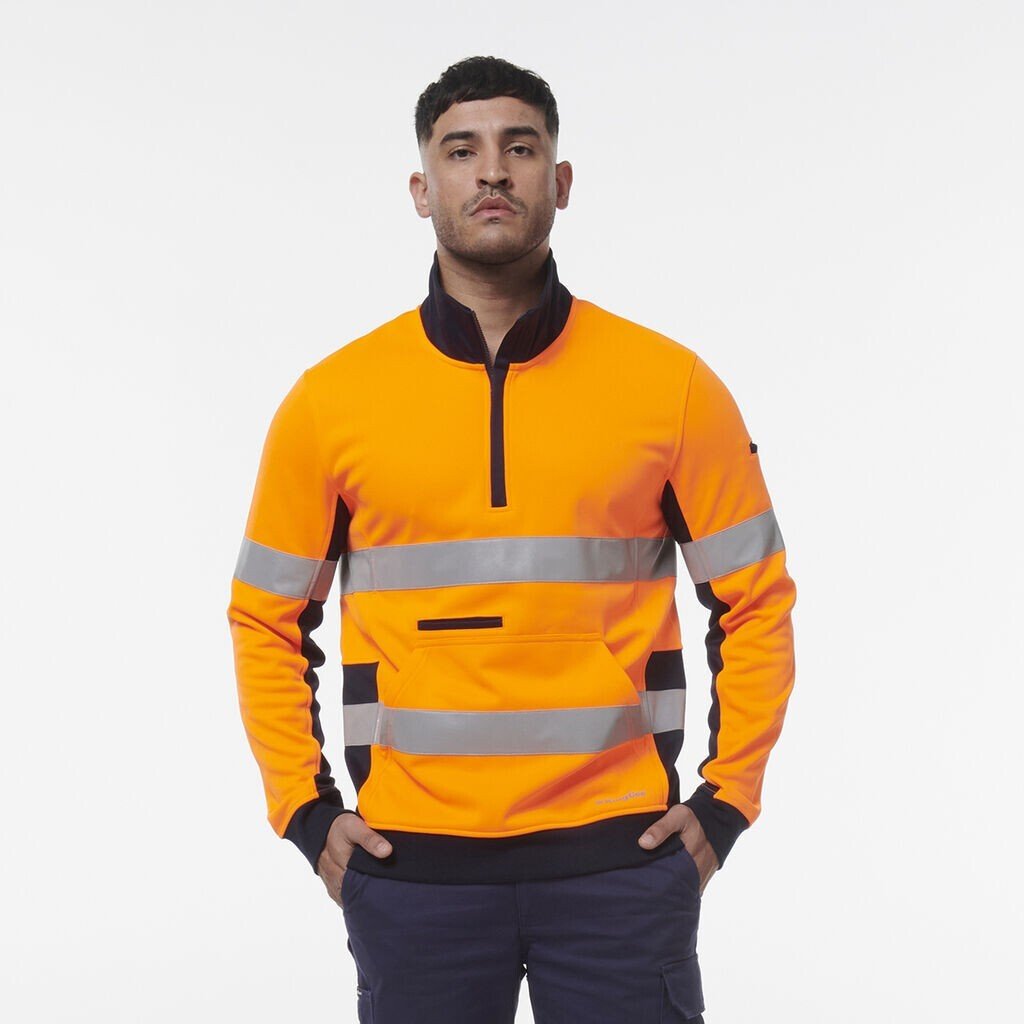 KingGee Mens Hi Vis Reflective 1/4 Zip Safety Tough Work Warmer Fleece K55040 - Land to Coast
