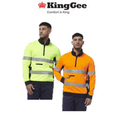 KingGee Mens Hi Vis Reflective 1/4 Zip Safety Tough Work Warmer Fleece K55040 - Land to Coast