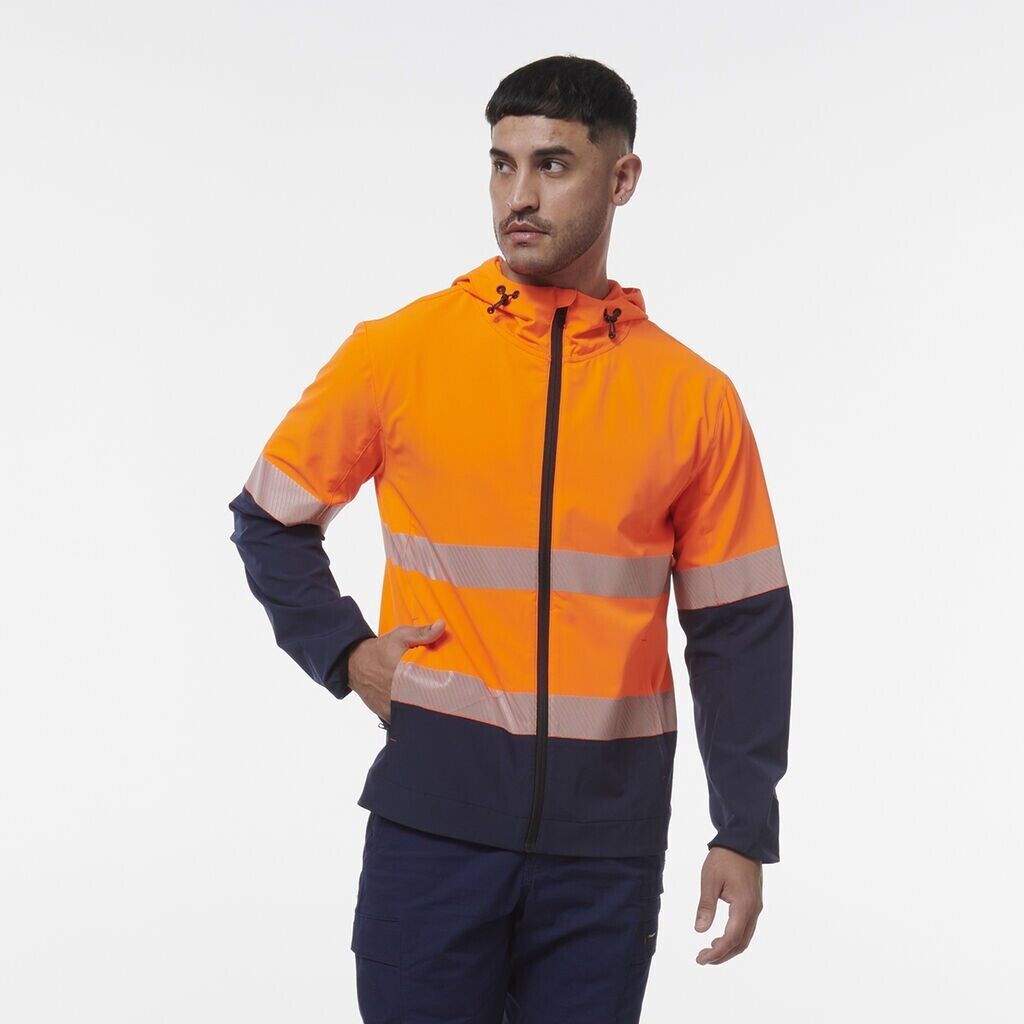 KingGee Mens Hi Vis Reflective Durable Hooded Repel Safety Work Jacket K55061 - Land to Coast