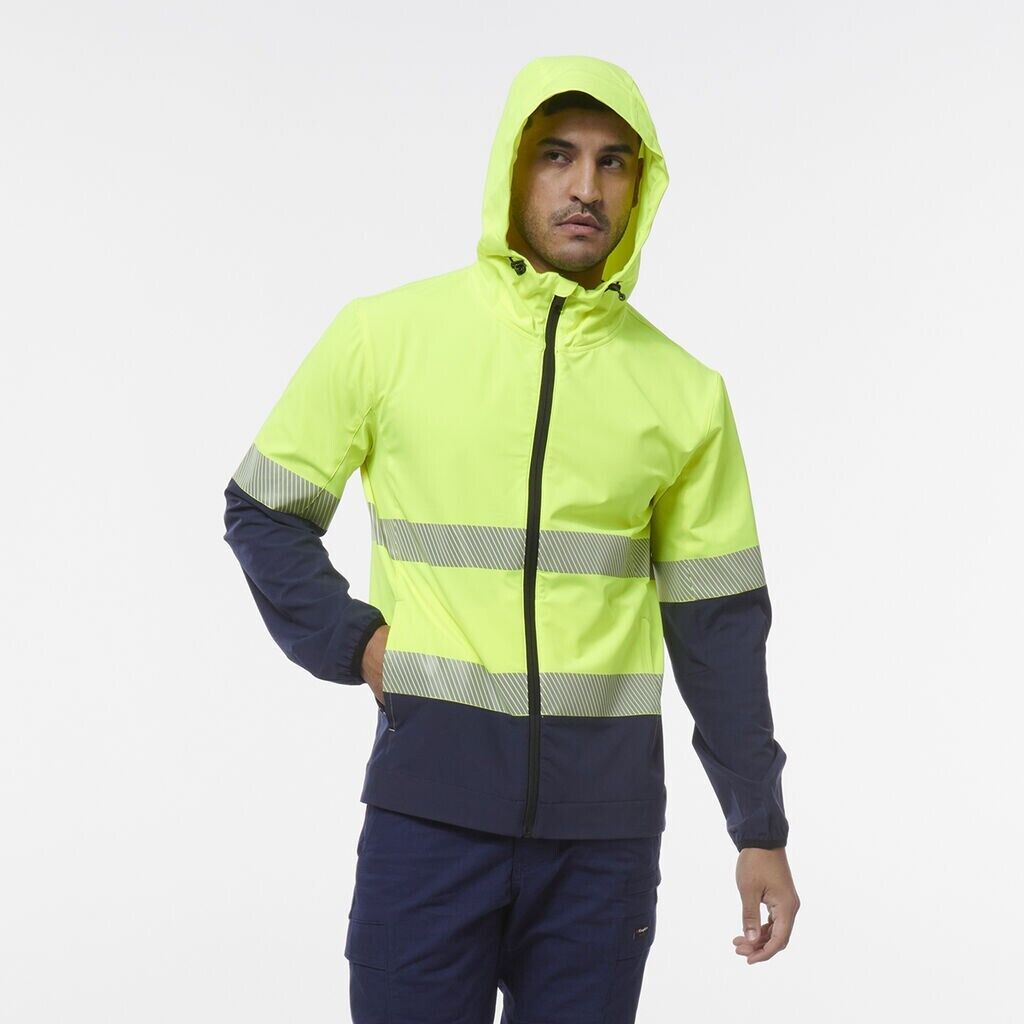 KingGee Mens Hi Vis Reflective Durable Hooded Repel Safety Work Jacket K55061 - Land to Coast