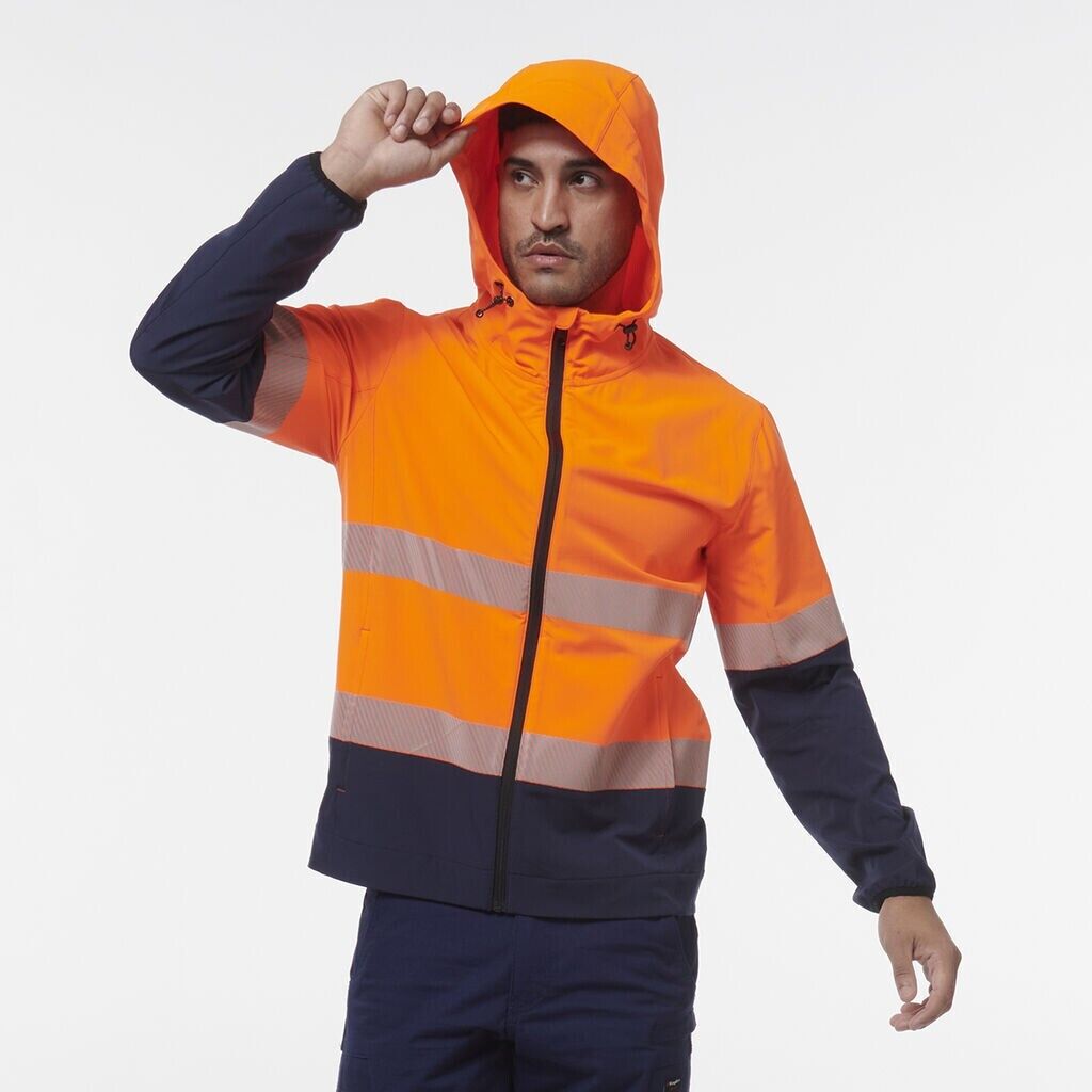 KingGee Mens Hi Vis Reflective Durable Hooded Repel Safety Work Jacket K55061 - Land to Coast