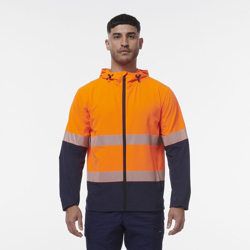KingGee Mens Hi Vis Reflective Durable Hooded Repel Safety Work Jacket K55061 - Land to Coast