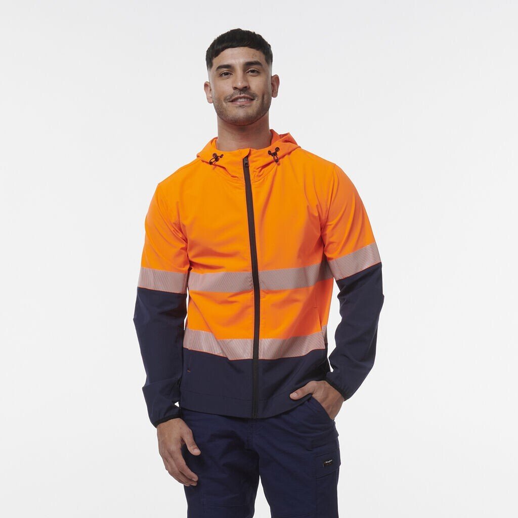 KingGee Mens Hi Vis Reflective Durable Hooded Repel Safety Work Jacket K55061 - Land to Coast