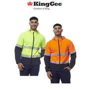 KingGee Mens Hi Vis Reflective Durable Hooded Repel Safety Work Jacket K55061 - Land to Coast