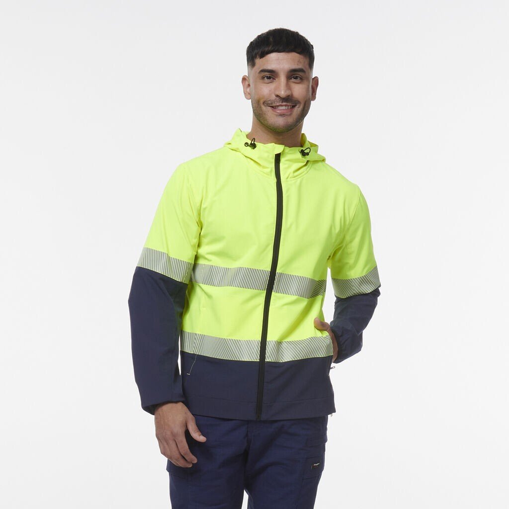 KingGee Mens Hi Vis Reflective Durable Hooded Repel Safety Work Jacket K55061 - Land to Coast