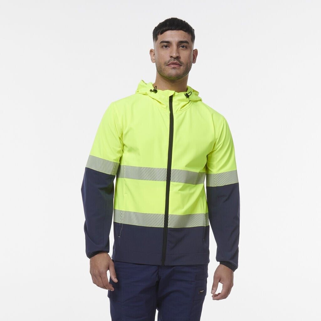 KingGee Mens Hi Vis Reflective Durable Hooded Repel Safety Work Jacket K55061 - Land to Coast