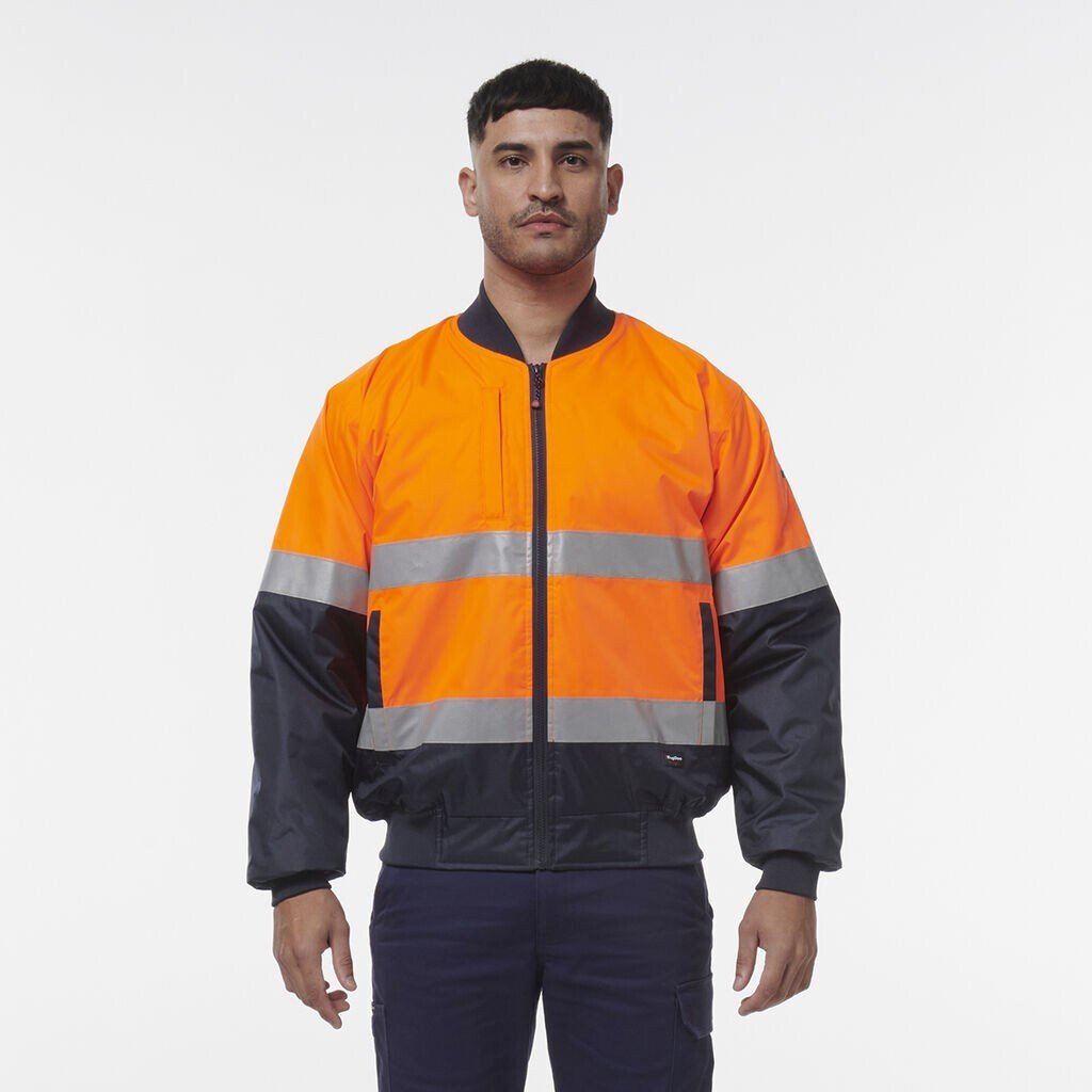 KingGee Mens Hi Vis Reflective Quilted Bomber Work Safety Jacket K55032 - Land to Coast