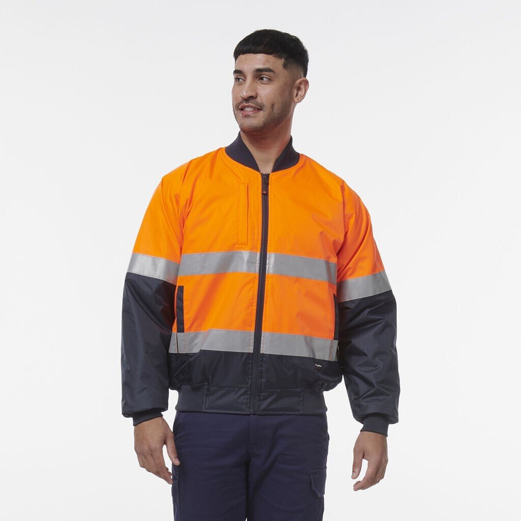 KingGee Mens Hi Vis Reflective Quilted Bomber Work Safety Jacket K55032 - Land to Coast