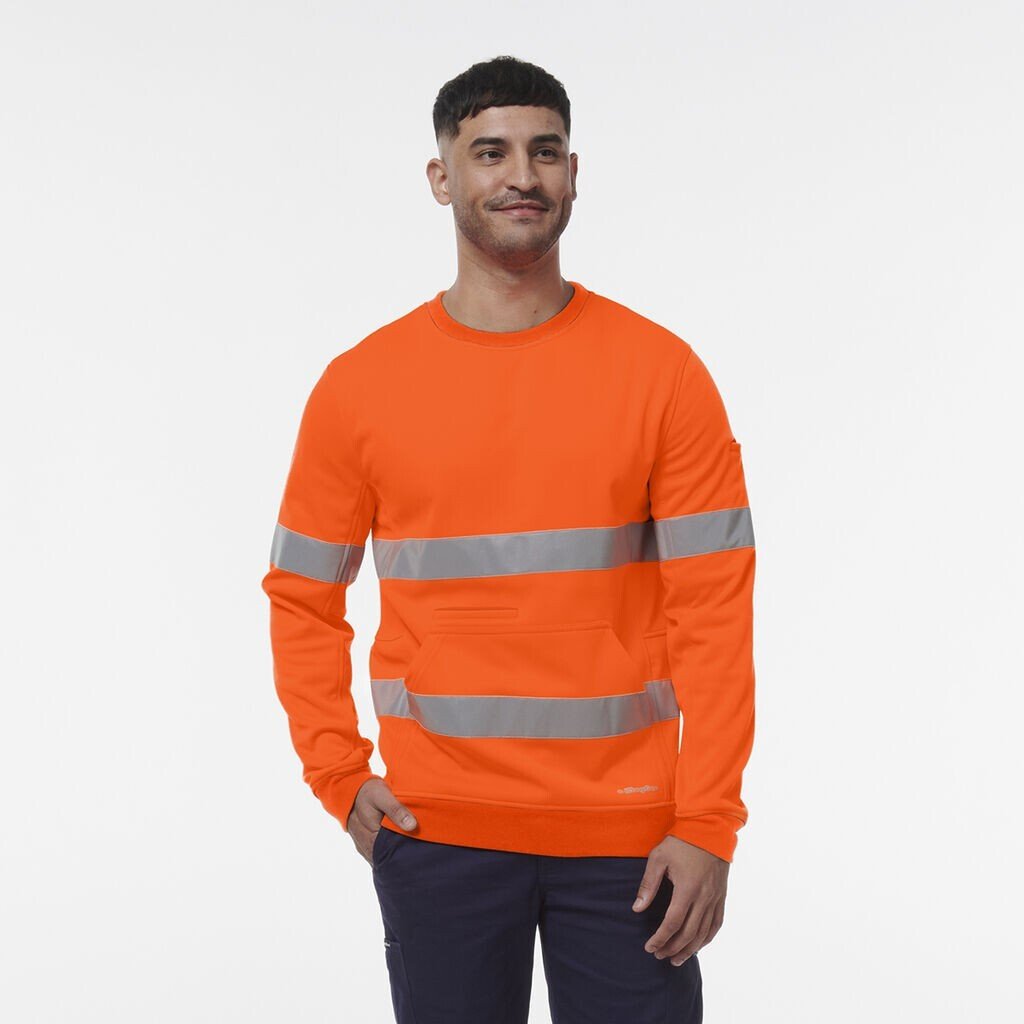 KingGee Mens Hi Vis Reflective Safety Warmer Stretch Crew Neck Fleece K55059 - Land to Coast