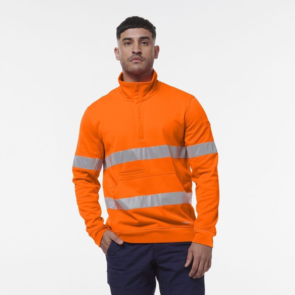 KingGee Mens Hi Vis Reflective Safety Work Tough Warmer 1/4 Zip Fleece K55048 - Land to Coast
