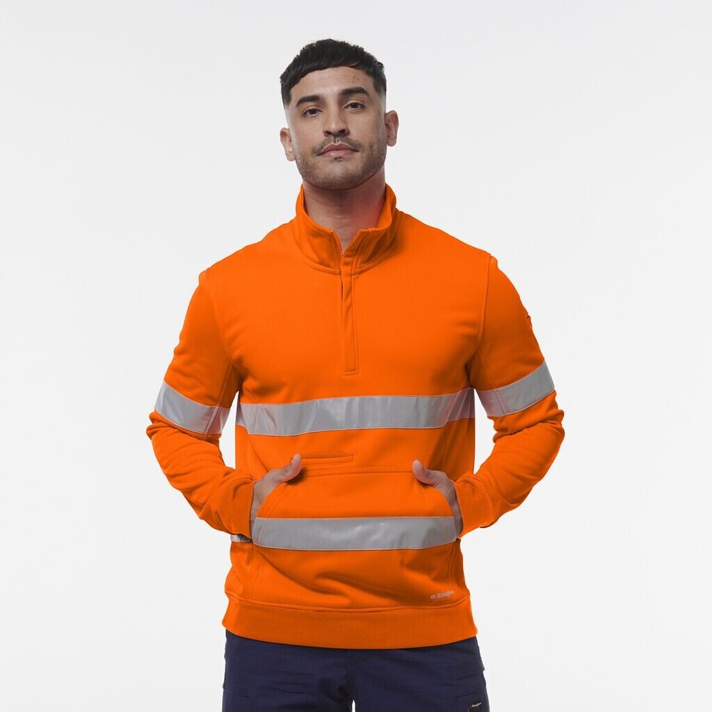 KingGee Mens Hi Vis Reflective Safety Work Tough Warmer 1/4 Zip Fleece K55048 - Land to Coast