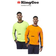 KingGee Mens Hi Vis Spliced Reflective Crew Neck Safety Warmer Fleece K55062 - Land to Coast