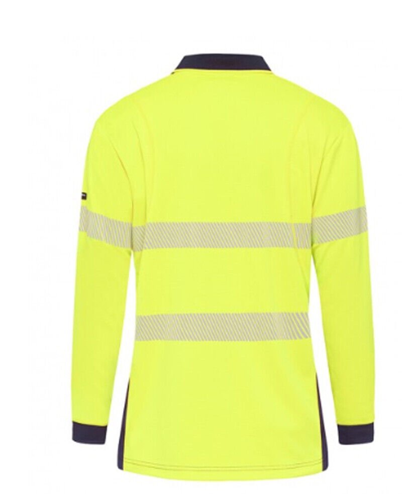 KingGee Mens Hi - Vis Workcool Summer Polo Shirt Long Sleeve Taped Work K54225 - Land to Coast