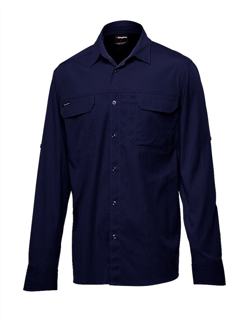 KingGee Mens KingGee Drycool Shirt L/S Breathable Comfort 2 Piece Collar K14023 - Land to Coast