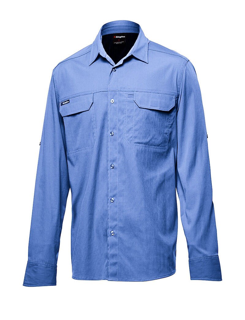 KingGee Mens KingGee Drycool Shirt L/S Breathable Comfort 2 Piece Collar K14023 - Land to Coast