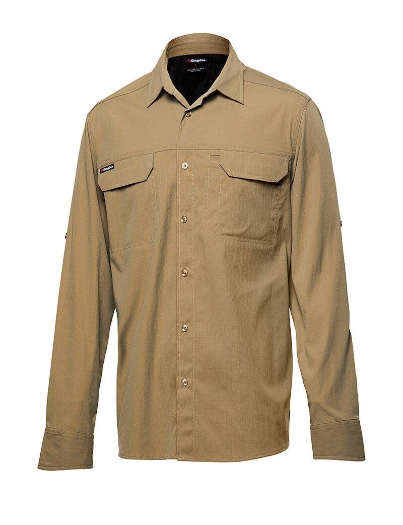 KingGee Mens KingGee Drycool Shirt L/S Breathable Comfort 2 Piece Collar K14023 - Land to Coast