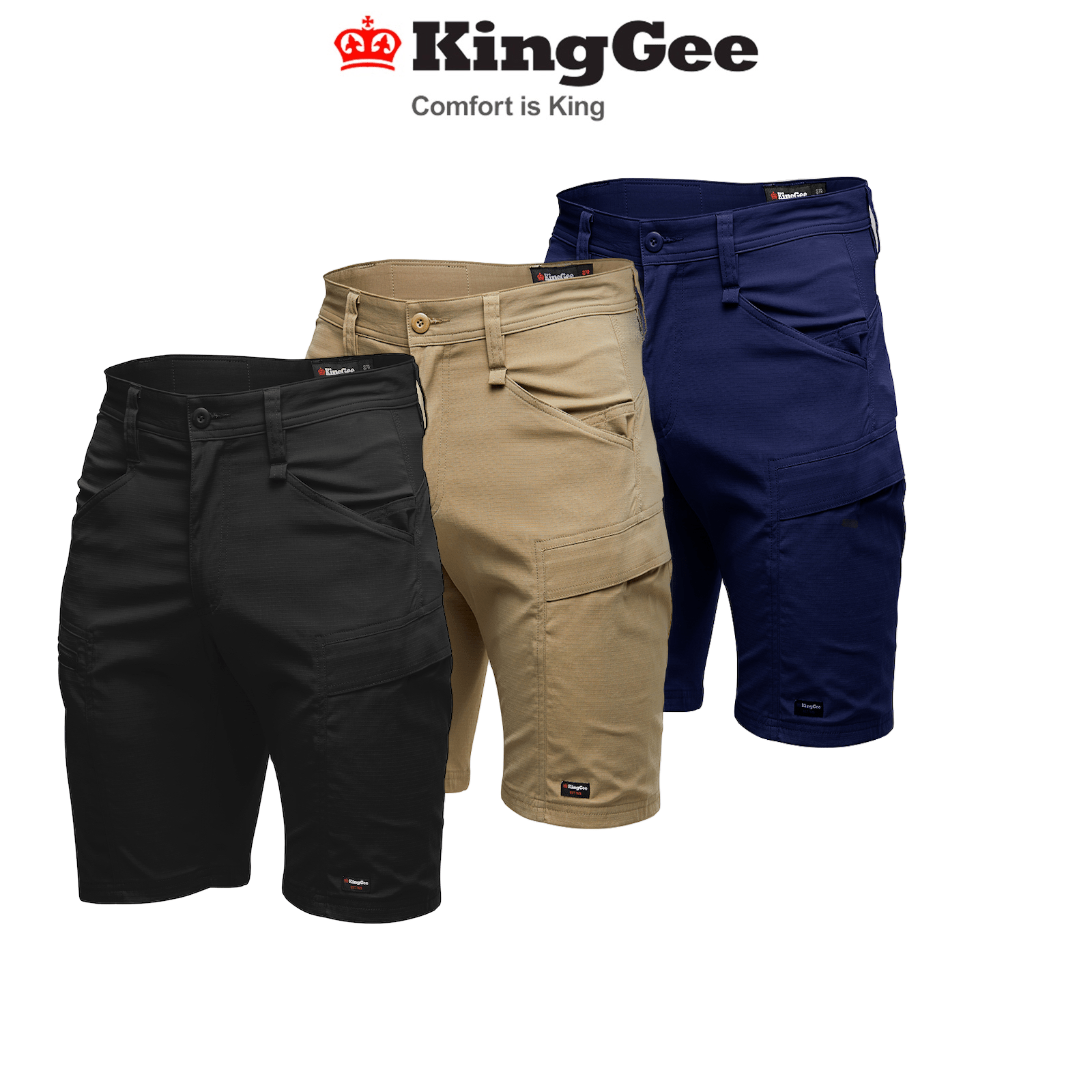 KingGee Mens KingGee Drycool Shorts Stretch Ripstop Cargo Light Work K17013 - Land to Coast