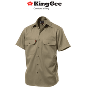 KIngGee Mens Open Front Drill Shirt S/S Reinforced Work Cotton Comfy K04030 - Land to Coast