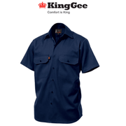 KIngGee Mens Open Front Drill Shirt S/S Reinforced Work Cotton Comfy K04030 - Land to Coast