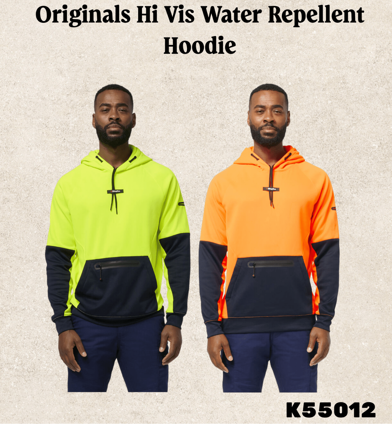 KINGGEE Mens Original Hi Vis Water Repellent Hoodie Work K55012 - Land to Coast