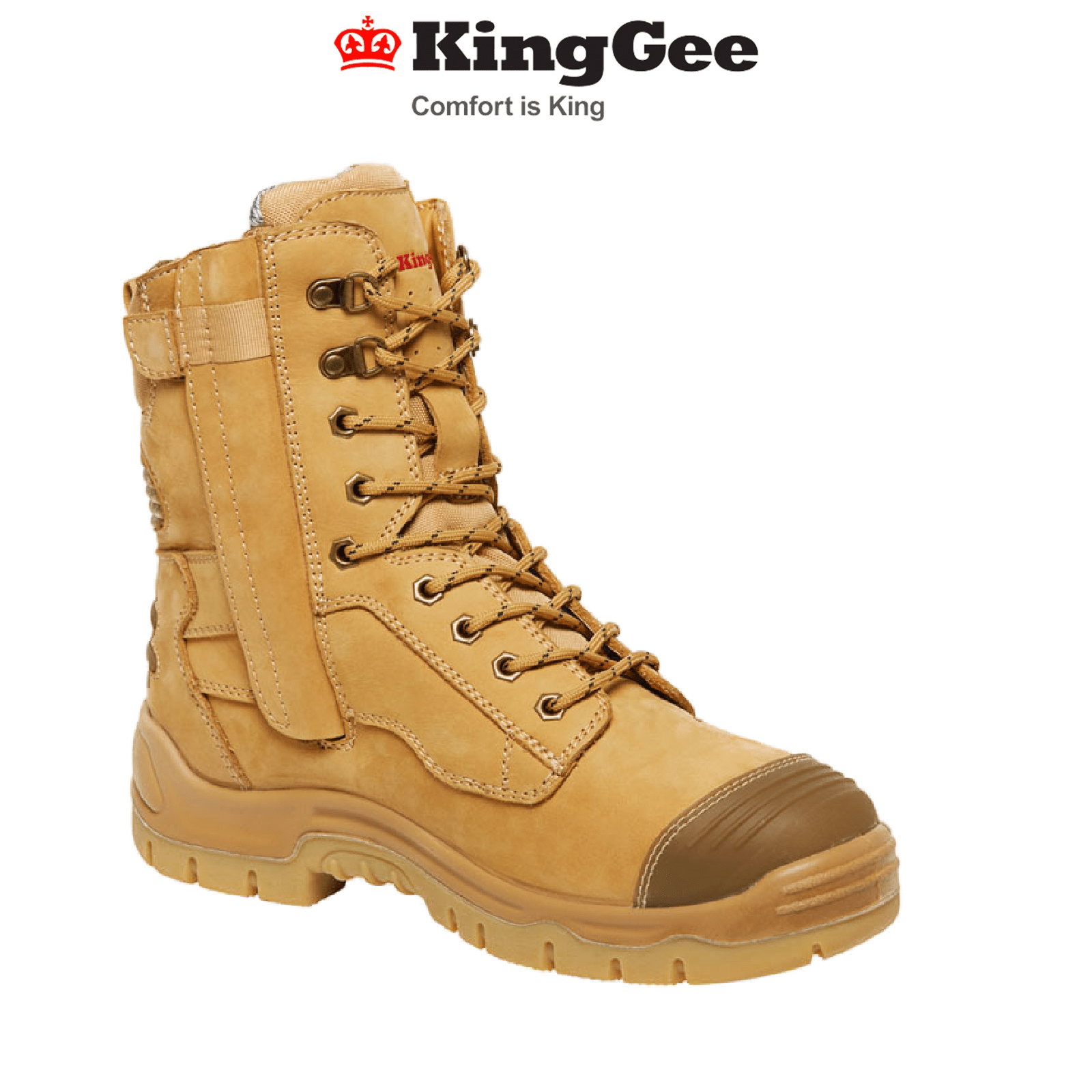 KingGee Mens Pheonix 8Z Side Zip Boots Nubuk Comfy Work Safety Steel Toe K27800 - Land to Coast