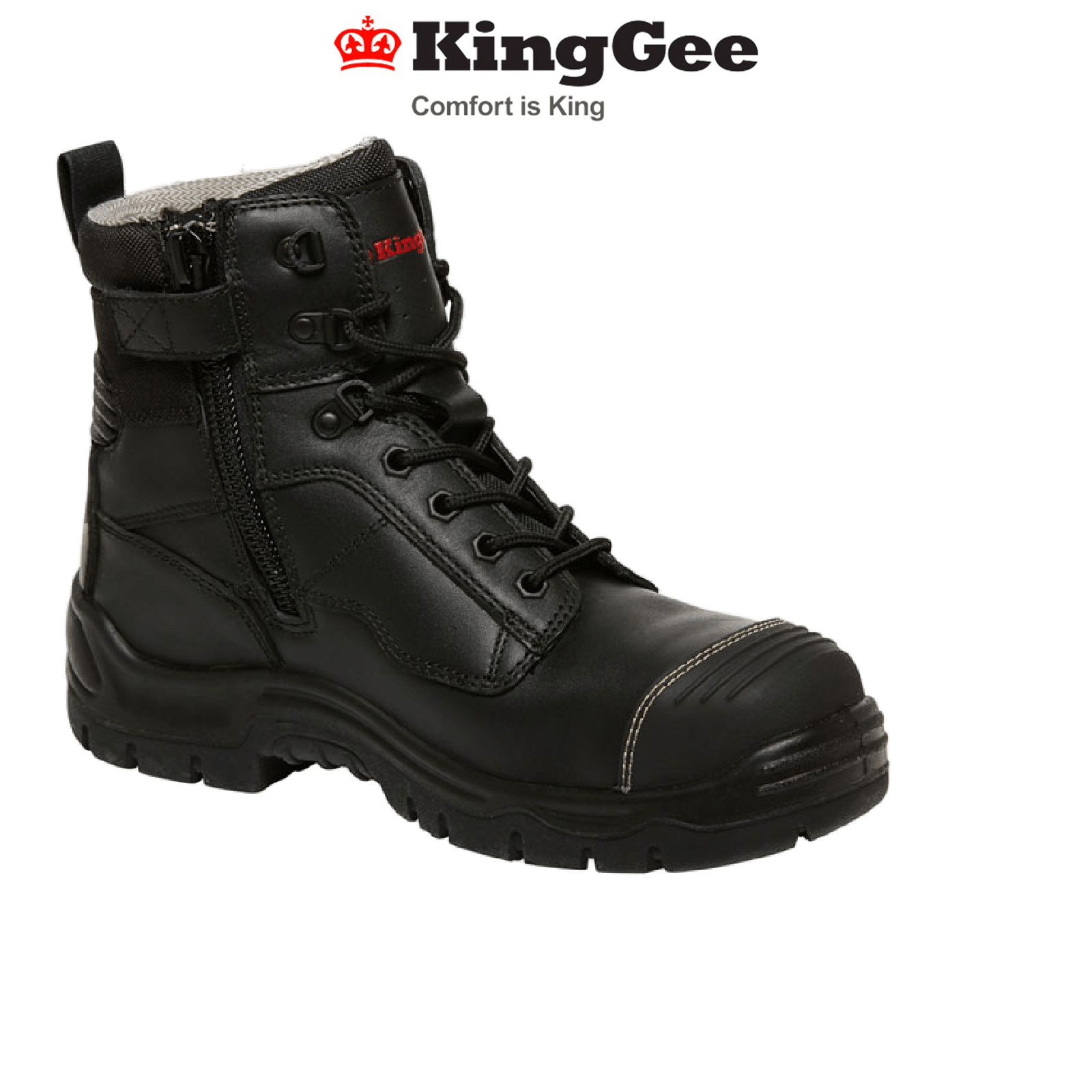 KingGee Mens Phoenix 6Z Side UP Work Safety Boots Nubuck Leather Comfy K27890 - Land to Coast