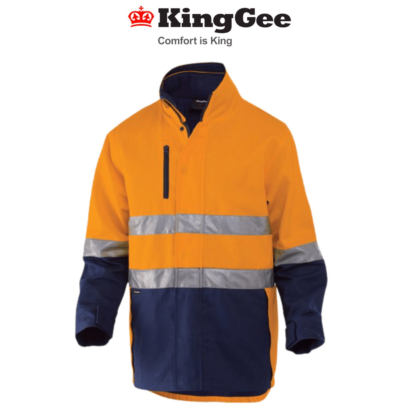 KingGee Mens Reflective 3 in 1 Cotton Jacket Work Hi - Vis Quilted Vest K55400 - Land to Coast
