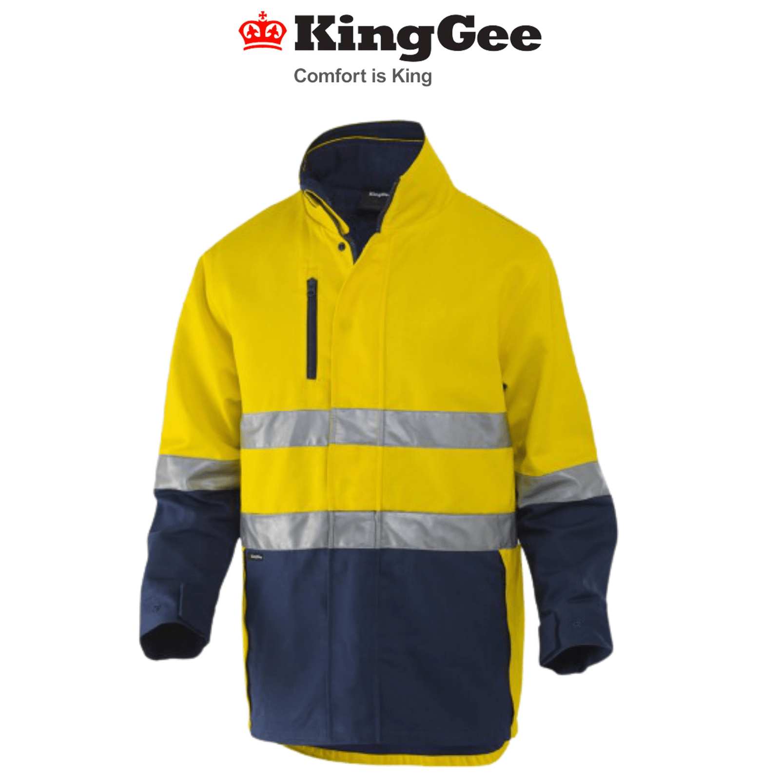KingGee Mens Reflective 3 in 1 Cotton Jacket Work Safety Quilted Vest K55400 - Land to Coast