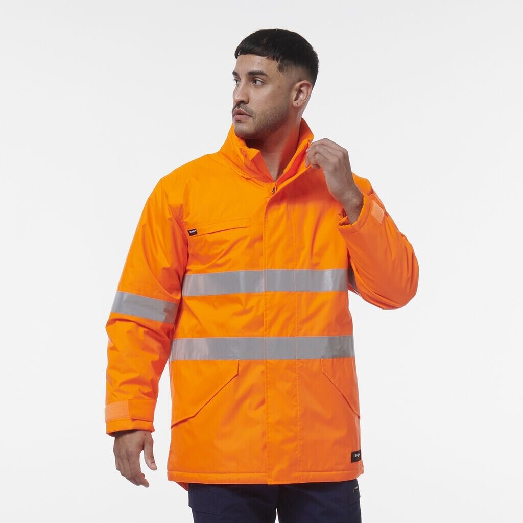 KingGee Mens Reflective Insulated Hooded Wet Weather Work Jacket K55037 - Land to Coast