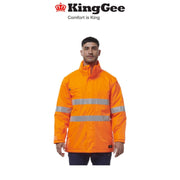 KingGee Mens Reflective Insulated Hooded Wet Weather Work Jacket K55037 - Land to Coast