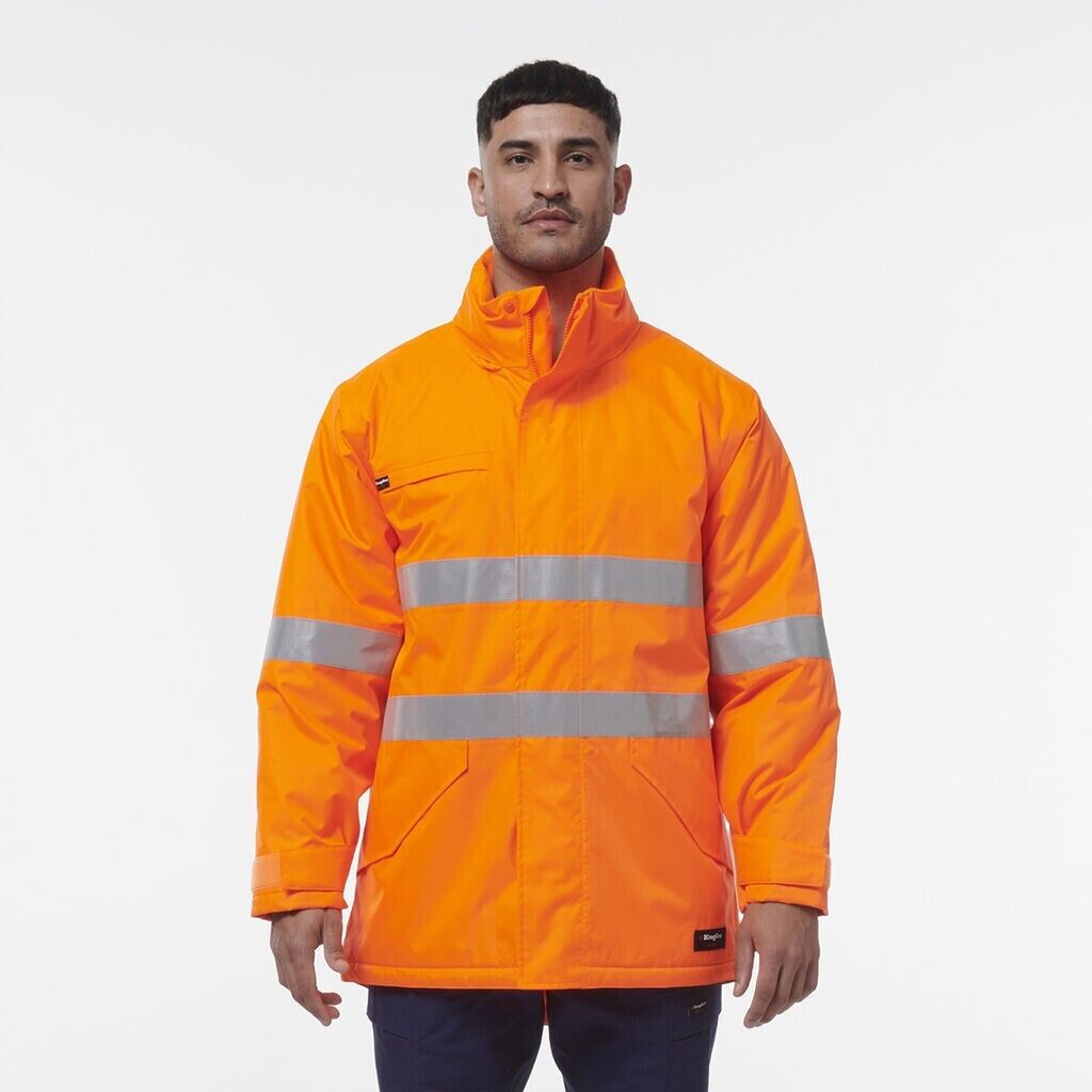 KingGee Mens Reflective Insulated Hooded Wet Weather Work Jacket K55037 - Land to Coast