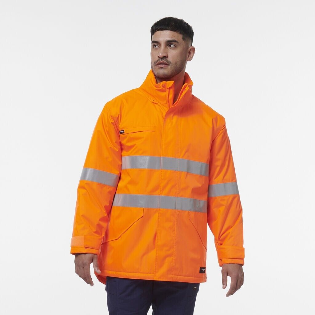 KingGee Mens Reflective Insulated Hooded Wet Weather Work Jacket K55037 - Land to Coast
