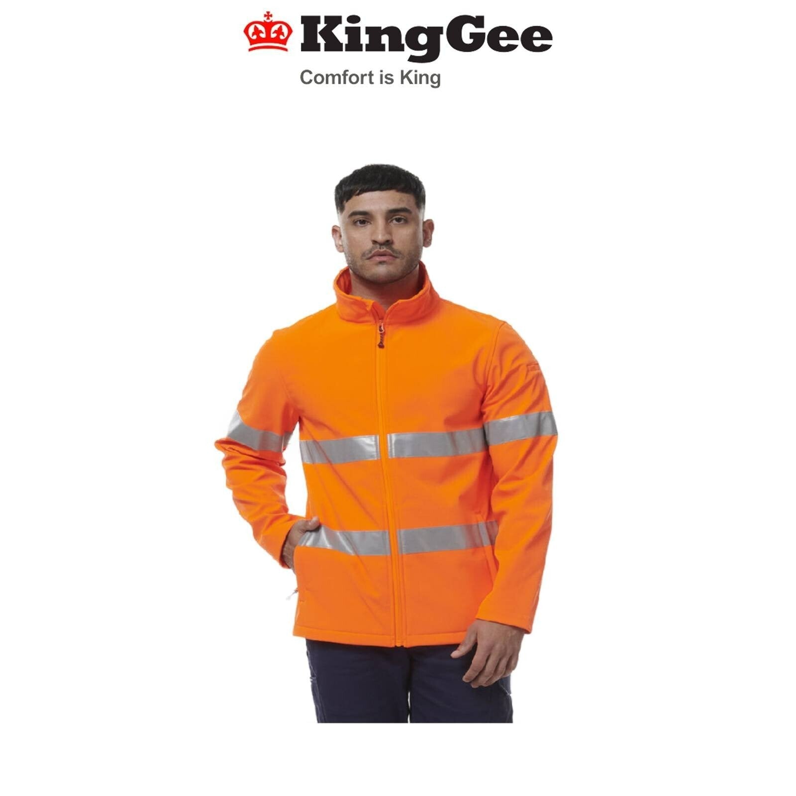 KingGee Mens Reflective Softshell Water Resistant Safety Work Jacket K55039 - Land to Coast