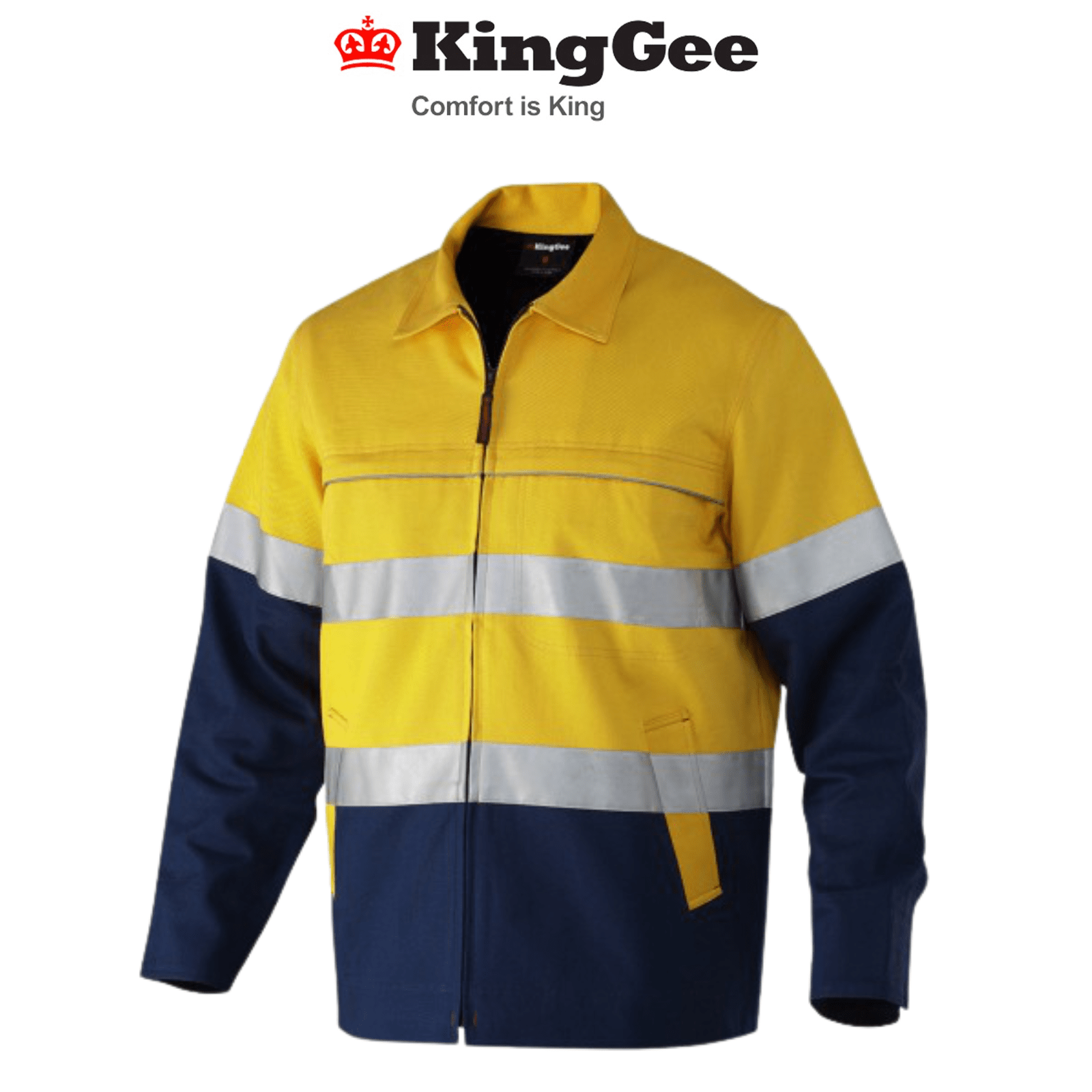 KingGee Mens Reflective Spliced Drill Jacket Cotton Flannel Work Safety K55905 - Land to Coast