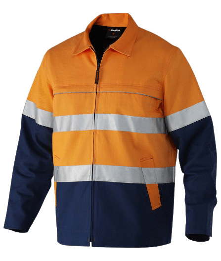 KingGee Mens Reflective Spliced Drill Jacket Cotton Hi - Vis Work Safety K55905 - Land to Coast