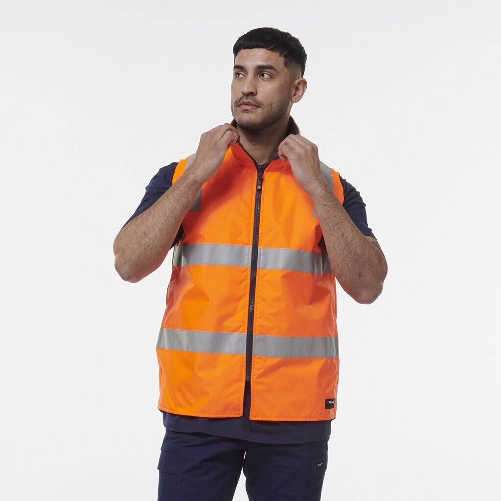 KingGee Mens Reflective Spliced Reversible Pockets Insulated Safety Vest K55031 - Land to Coast