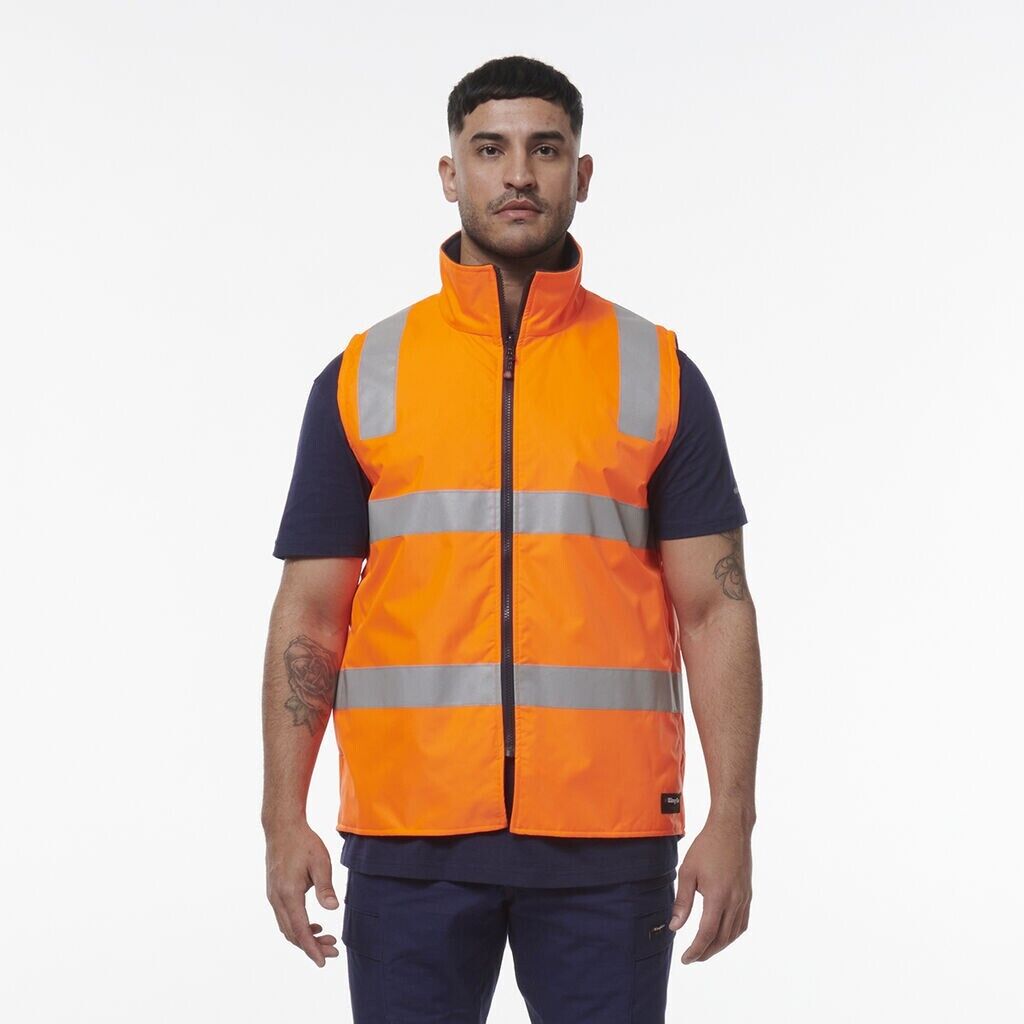 KingGee Mens Reflective Spliced Reversible Pockets Insulated Safety Vest K55031 - Land to Coast